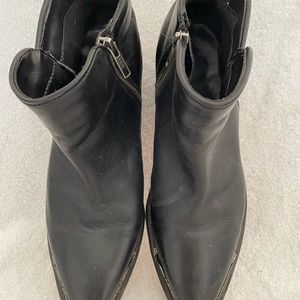 Black leather ankle boots